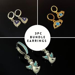 #63 - 3Pc Bundle of Earrings Minimalist Casual Huggie Hoop Jewelry